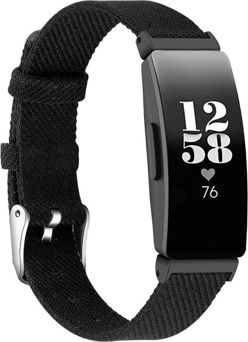 KELERINO. Denim bandje geschikt voor Fitbit Inspire (HR) - Zwart