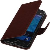 Mobieletelefoonhoesje.nl - TPU Bookstyle Hoesje voor Samsung Galaxy J1 Bruin