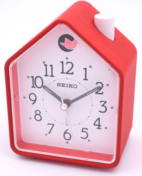 Seiko Wekker koekoek huis rood met witte wijzerplaat QHP002R