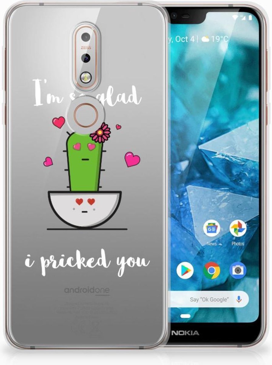 Nokia 7.1 Telefoonhoesje met Naam Cactus Glad