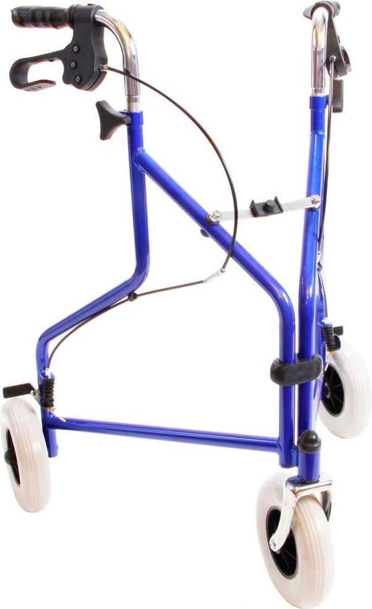 Premis Delta Drie-Wiel Rollator – Lichtgewicht & Opvouwbaar – Inclusief Mand – Verstelbare Handgrepen 84-102 cm – Wendbare Rollator voor Binnen en Buiten - Blauw