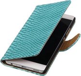 Turquoise Slang booktype wallet cover hoesje voor Huawei P9 Plus