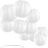 Nylon lampionnen - wit - 10 stuks - inclusief handige ophanghaakjes