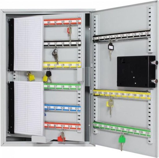 Rottner Keytronic 48 Schlüsseltresor Stahl Elektronikschloss Notöffnung möglich 48 Schlüsselanhänger gratis Hakenleiste verstellbar inkl. Befestigungsmaterial