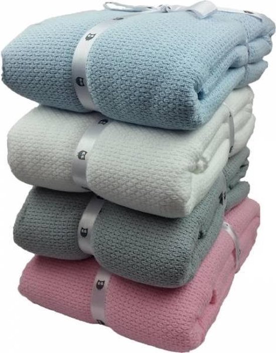 Briljant Baby Pique deken - 75x100cm - kleur lichtblauw