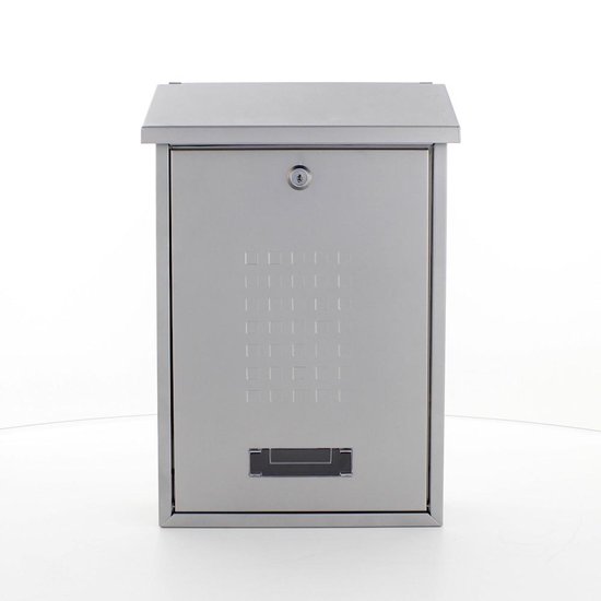 Rottner Brievenbus Muro INOX roestvrij staal cilinderslot 2 sleutels naambordhouder kijkvenster deuropeningsstop incl. bevestigingsmateriaal