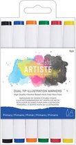 Dual Tip Illustratie Markers - Beitel/Borstel (6pak) - Primair