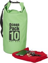 Relaxdays Ocean Pack 10 Liter - Dry Bag - outdoor droogtas - waterdichte tas tegen regen - groen
