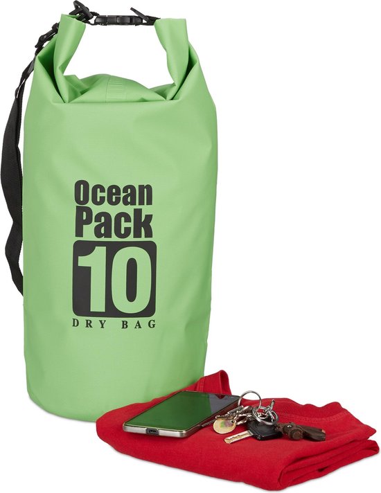 Relaxdays Ocean Pack 10 Liter - Dry Bag - outdoor droogtas - waterdichte tas tegen regen
