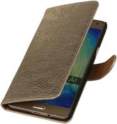 Mobieletelefoonhoesje.nl - Samsung Galaxy A7 Hoesje Bloem Bookstyle Goud