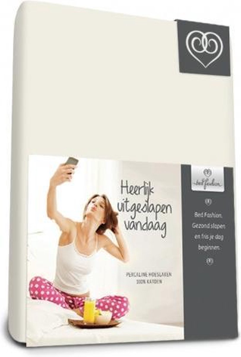 Bed-Fashion katoenen hoeslaken Creme - 160 x 210 cm - Creme