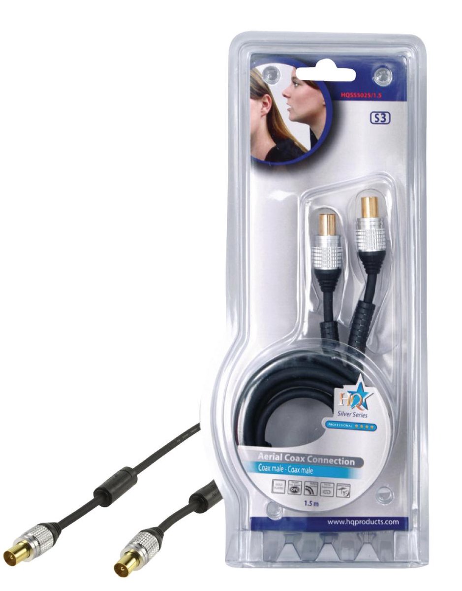 Coaxkabel Coax Male (IEC) - Coax Male (IEC) Recht 1.50 m Donkergrijs
