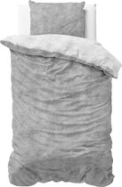 Sleeptime Flanel Twin Washed Cotton - Dekbedovertrek - Eenpersoons - 140 x 200/220 +1 kussensloop 60x70 cm  - Grijs