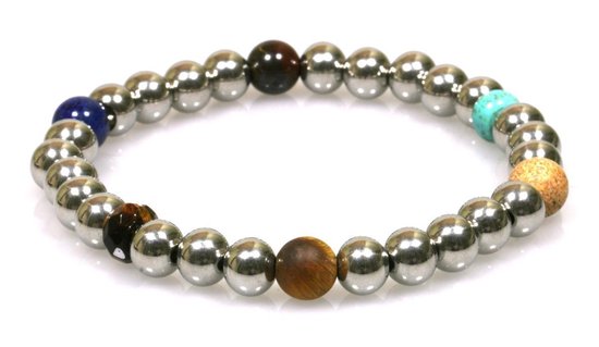 IbizaMen - perles en acier inoxydable - pierres naturelles - 21cm