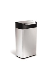 Simplehuman Prullenbak Touch Bar - Rectangular - RVS - Met Zwarte Band - 40 liter