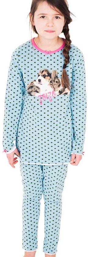 Zoïzo Puppy & rabbit – pyjama – blauw – maat 140 | bol.com