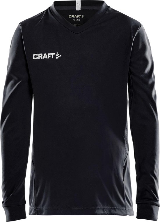 Craft Squad Jersey Solid LS Shirt Junior Sportshirt - Maat 158  - Unisex - zwart/wit Maat 158/164