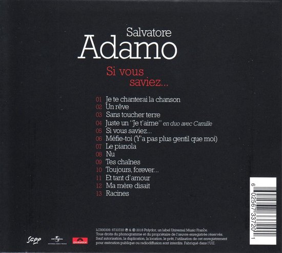 Si Vous Saviez (Digi), Salvatore Adamo | CD (album) | Musique | bol.com