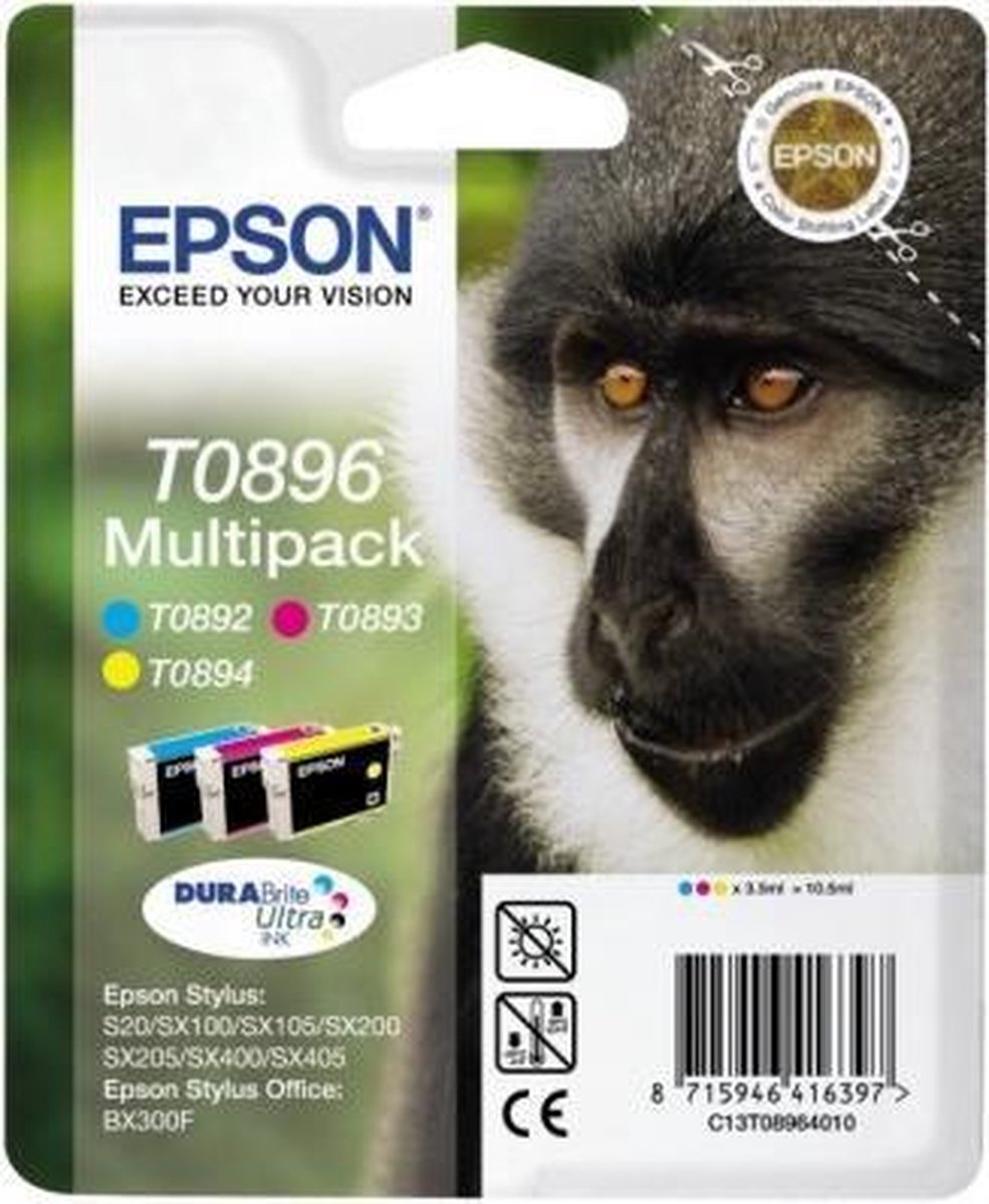 Epson T0896 Inktcartridge - Geel / Magenta / Cyaan