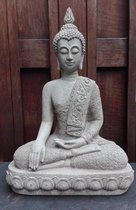 Boeddhabeeld Thais handreiking aarde steengrijs - 39 - Polyresin - S