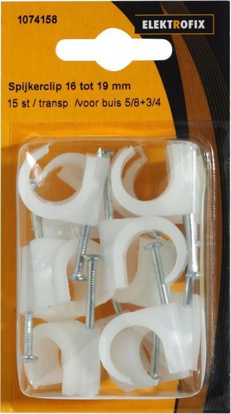 Elektrofix spijkerclip 16-19 mm transparant 15 stuks
