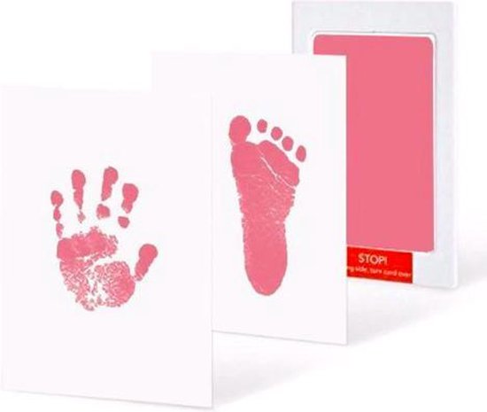 Foto: Baby voetafdruk en baby handafdruk inkt baby cadeau roze engelse handleing