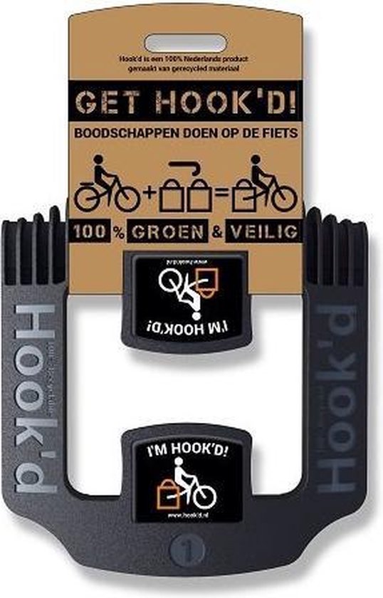 Hook'd tasdrager zw voor fiets - Shoppen met fiets