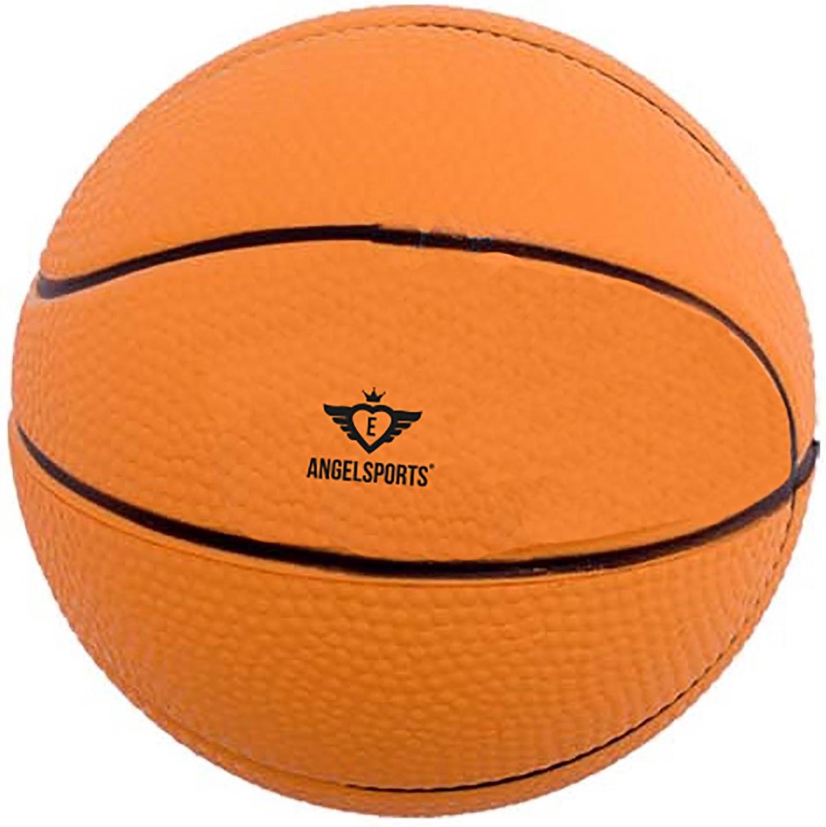 Basketbal - soft foam - 12,5 cm dia, in net met headercard, kleur oranje