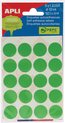 Apli ronde etiketten in etui diameter 19 mm, groen, 100 stuks, 20 per blad (2066)