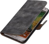 Lizard Bookstyle Wallet Case Hoesjes voor Galaxy E7 Grijs