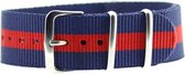 Premium Navy Blue Red - Nato strap 18mm - Stripe - Horlogeband Blauw Rood