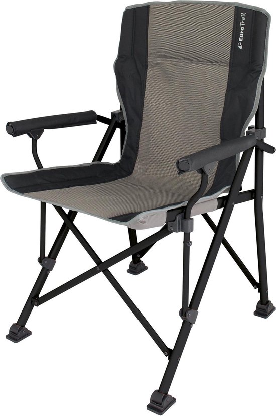 Eurotrail Demu Campingstuhl - Verstellbarer Klappstuhl Schwarz/Grau Bis 120 Kg