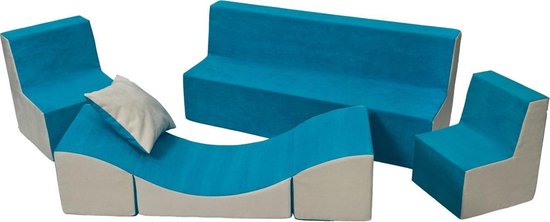 roba Kindersofa Lil Sofa mit Armlehnen aus Silbergrauen Samtstoff für