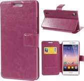 Smooth color wallet case hoesje Huawei Ascend P7 roze