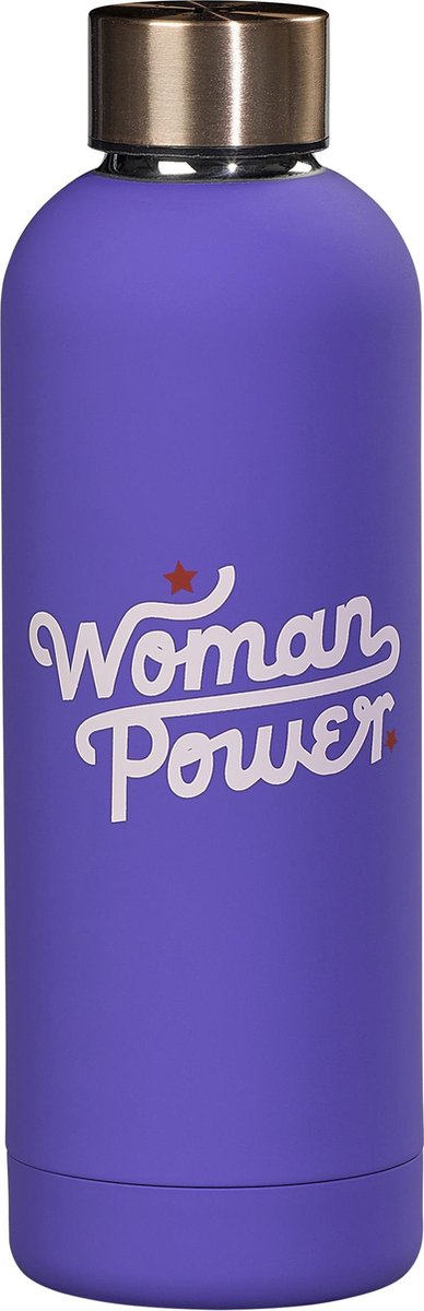 Drinkfles - Woman Power - RVS - Paars - 500 ml - Waterfles