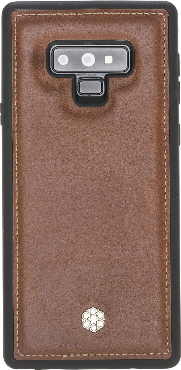 Bomonti™ - Samsung Galaxy Note9 - Clevercase telefoon hoesje - Bruin Milan - Handmade lederen back cover - Geschikt voor draadloos opladen
