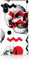Geschikt voor iPhoneX/10 Bookcase Design Skull Red