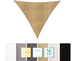 Driehoekige luifel van Lumaland incl. spandraden |Driehoek 5 x 5 x 5 m| 160 g/m² - zandkleur