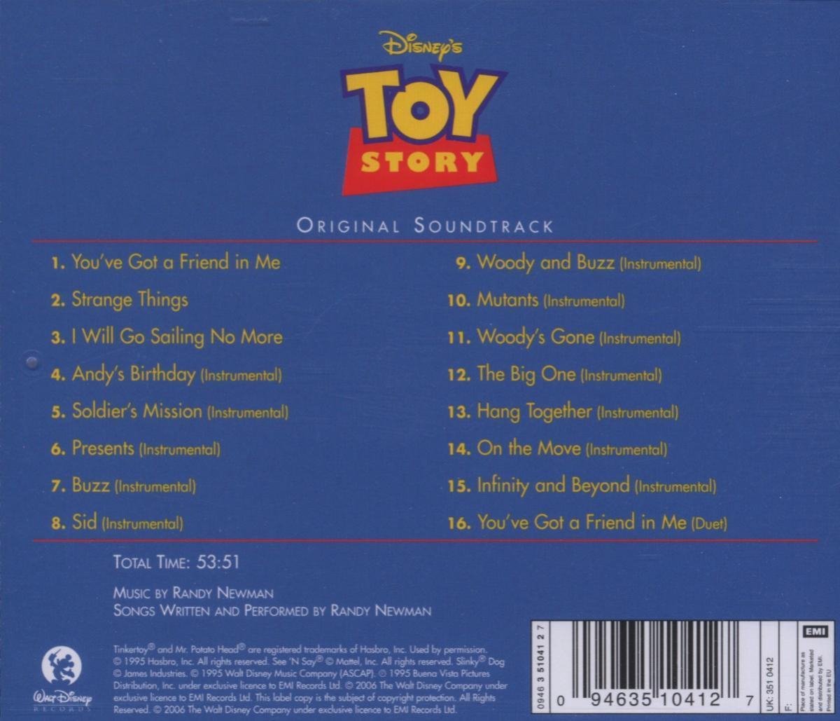 Toy Story, Original Soundtrack CD (album) Muziek