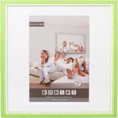 3D Houten Wissellijst - Fotolijst - 40x40 cm - Helder Glas - Licht Groen / Wit met Spacer