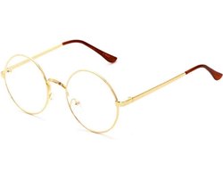 Retro Round Bril | Rond Goud | Bril zonder sterkte | 50 mm