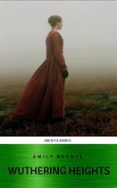 Een vrouw in een roodde jurk staat in een mistig veld. Wuthering Heights door Emily Brontë.