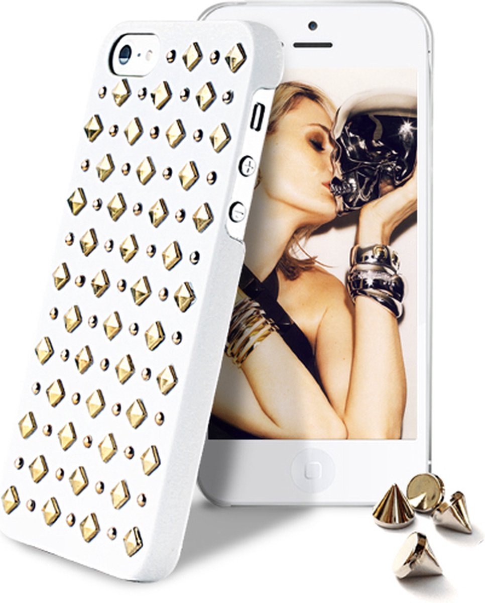 PURO Apple iPhone 5/5S Cover Rock with Studs - Wit
