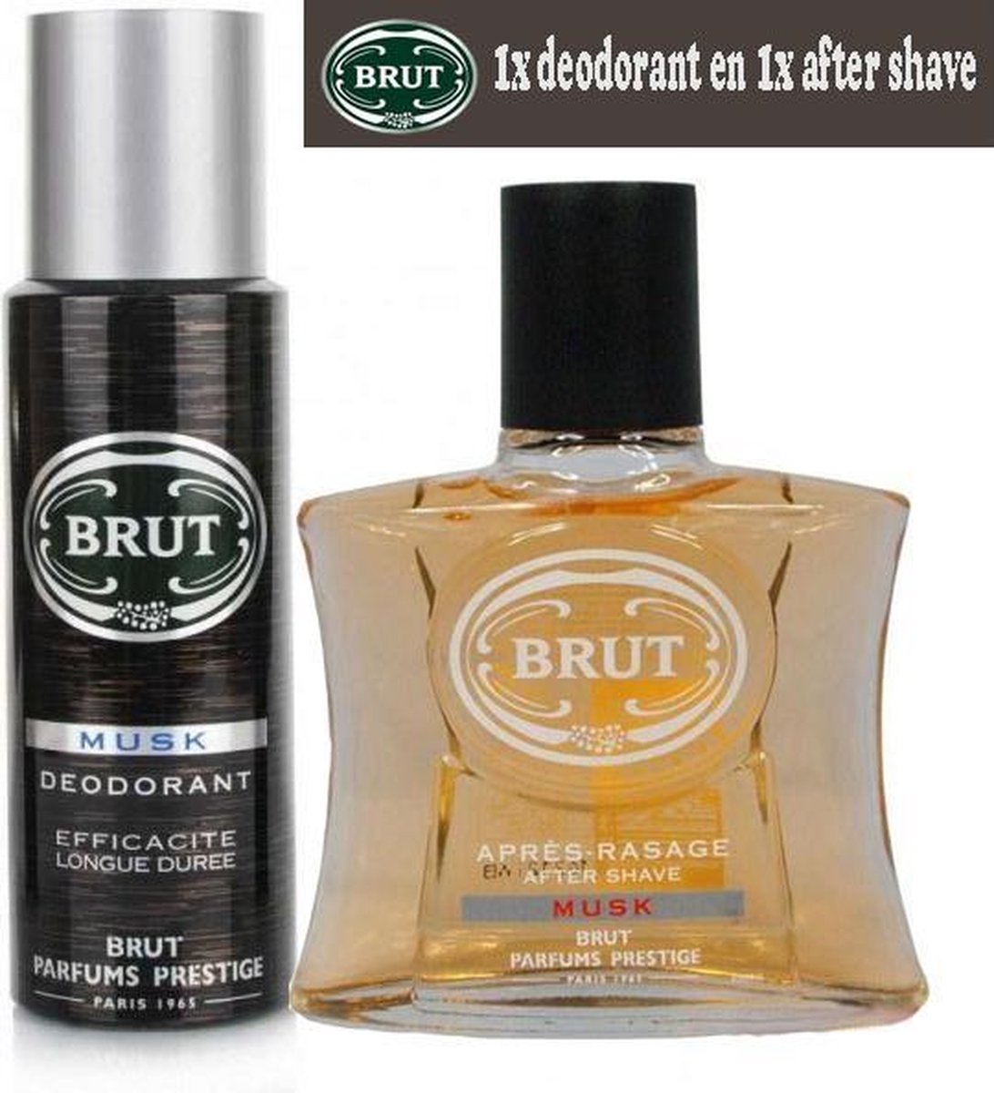 Brut Musk - set- deodorant 200ml en aftershave 100ml