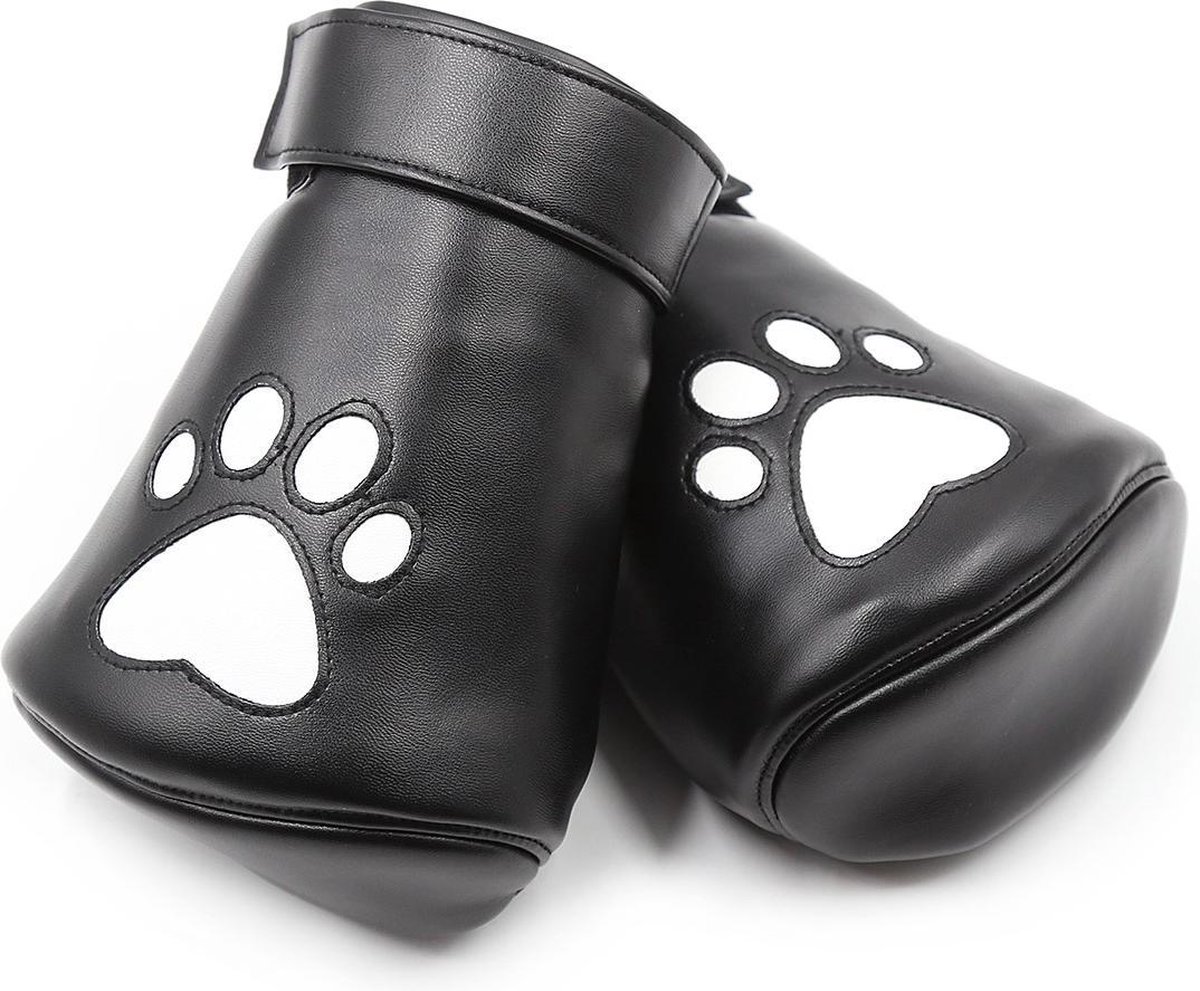 Goedkoopste Banoch - Perrito Mittones - dog paws mittens bondage - PU Leer - Wit Voetje - puppy play