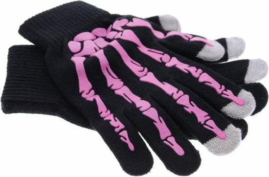 Roze skelet touchscreen handschoenen | bol.com