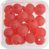Perles de verre rondes rouge mat
