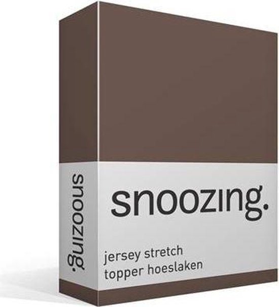 Snoozing Jersey Stretch - Topper - Hoeslaken - Eenpersoons - 90/100x200/220 cm - Taupe