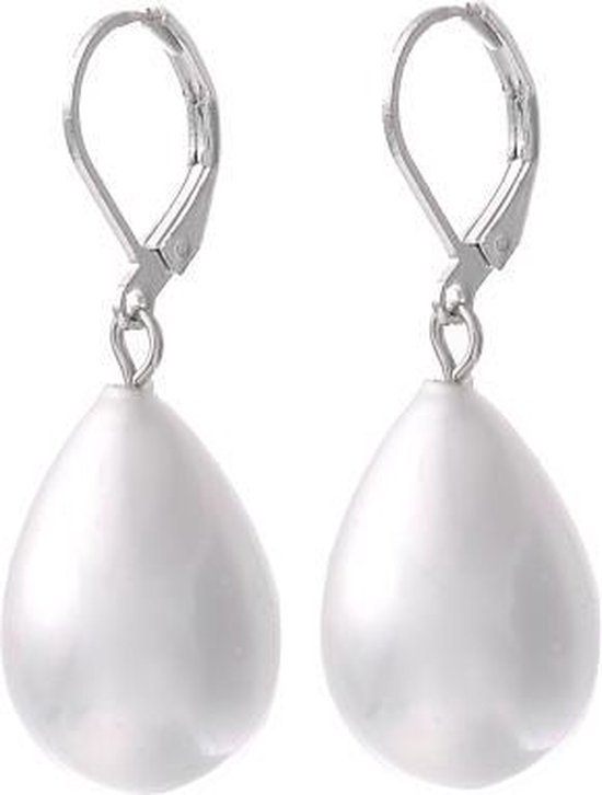 Boucle d'oreille pendentif avec perle de verre en forme de larme et nacre |  bol.com