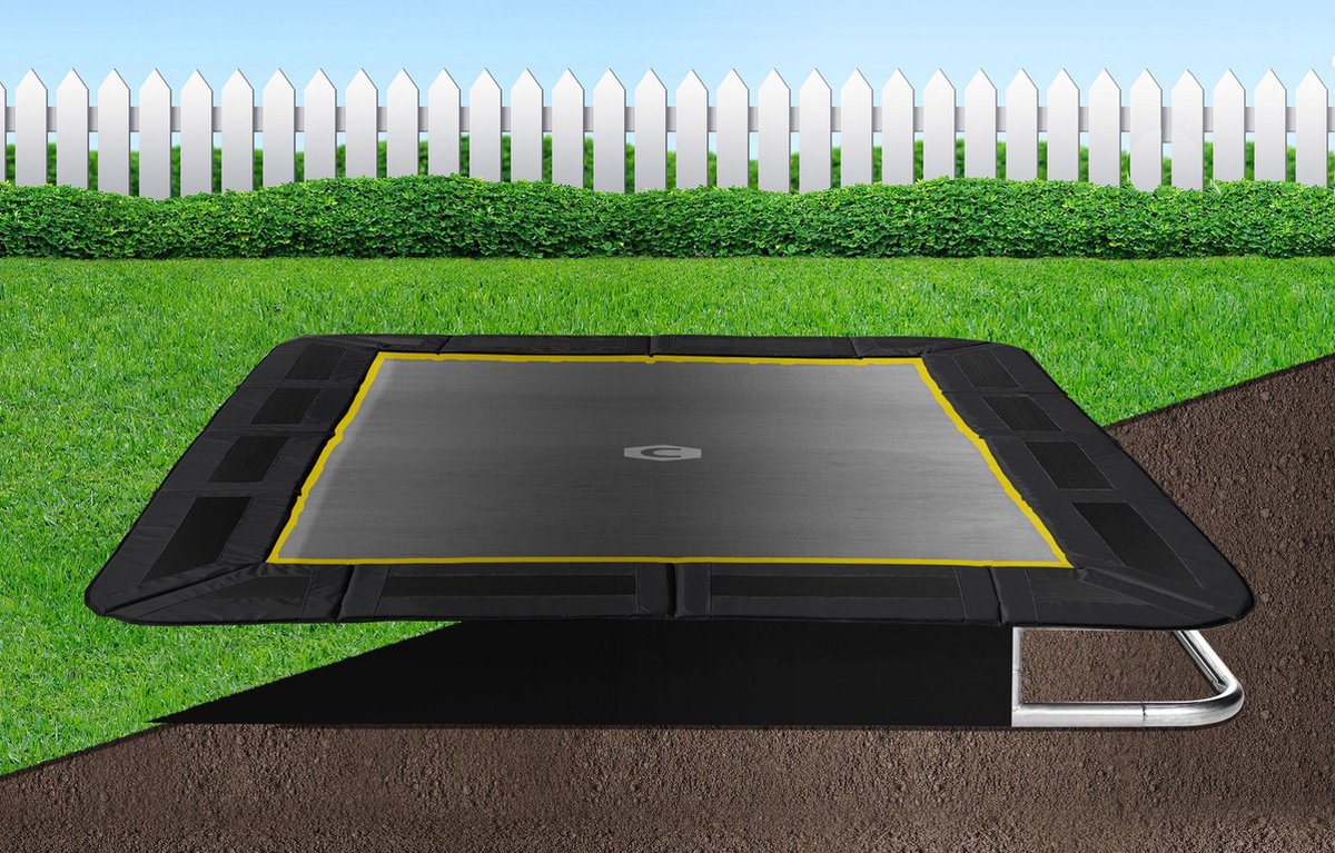Flatground rechthoekige trampoline Capital Play 305x183 Black inground |  bol.com
